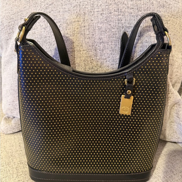 Dooney&Bourke Black Caberolet Vintage Polka Dot Hobo. 131/2x10 EUC with dusty - Picture 5 of 12